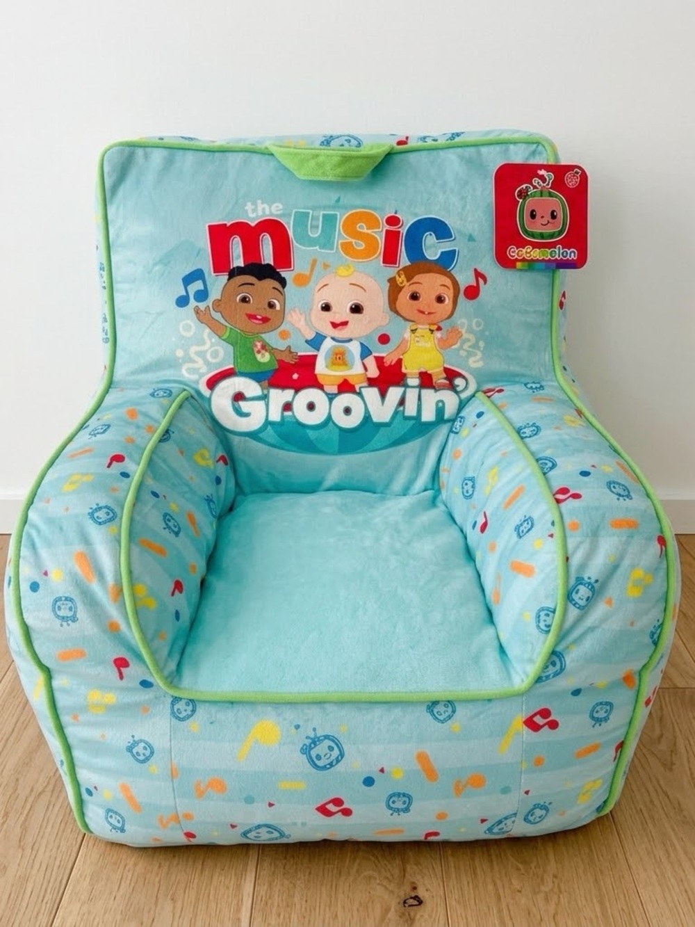 Cocomelon The Music Groovin Toddler Kids Plush Bean Bag Chair - Light Blue